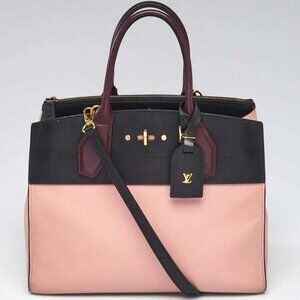 Louis Vuitton Pink/Black Leather City Steamer MM Bag